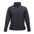 Introducing the SN131 jacket by Regatta Professional: a sleek black zip-up with a high collar and long sleeves. This jacket boasts two convenient side pockets, exuding a simple yet timeless design. Its fabric offers a smooth and slightly glossy finish, enhancing its modern appeal. The jacket is tastefully showcased against a plain white background.