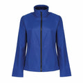 The Regatta Professional SN131 jacket, featuring a zip-up design in blue, showcases long sleeves and a stand-up collar. It is displayed against a plain white background with a front that is slightly tailored for a sleek appearance.
