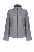 The SN131 jacket from Regatta Professional is a grey zip-up with a high collar and long sleeves, showcased on a white background. Its design is simple and minimalistic, highlighted by a black zipper running down the front.