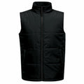 The SN133, a black zip-up puffy vest from Regatta Professional, features a high collar and two front pockets.