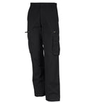 Kariban's SP105 cargo pants in black feature side pockets and a button closure.
