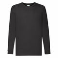 A long-sleeve T-shirt in plain black from Fruit of the Loom, model SS007, is displayed against a white background.