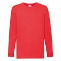 Product SS007 by Fruit of the Loom is a red long-sleeve t-shirt displayed on a white background.