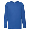 A plain, bright blue long-sleeve shirt from Fruit of the Loom's SS007 collection is displayed on a neutral background. The shirt features a crew neckline and is free of any patterns or logos.