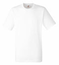 The product image features the SS008 white T-shirt from Fruit of the Loom, displayed against a white background. The T-shirt is shown in a front view, highlighting its short sleeves and round neckline.