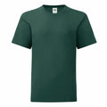 A product image showcasing the Fruit of the Loom SS023 T-shirt, featuring a solid dark green color against a white backdrop.