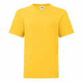 A bright yellow short-sleeved T-shirt from Fruit of the Loom (model SS023) displayed against a white background.