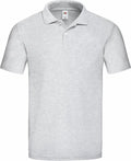 A plain grey polo shirt from Fruit of the Loom, featuring short sleeves and a collar. Displayed against a white background, this shirt (Product Name: SS029) includes two buttons and a small logo inside the collar.