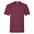 A plain maroon SS030 short-sleeved t-shirt by Fruit of the Loom, featuring a round neckline and displayed against a white background.