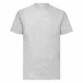 The Fruit of the Loom SS030 is a plain, light gray, short-sleeved T-shirt featuring a round neckline and no visible design or logo, set against a white background.