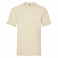 A plain short-sleeve, beige t-shirt on a white background from Fruit of the Loom, featuring a crew neckline and a simple design without any logos or patterns. The product is identified as model SS030.