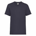 A plain dark gray T-shirt from Fruit of the Loom, featuring short sleeves and a round neckline, is displayed on a white background. The T-shirt, product name SS031, is blank with no visible designs or logos.