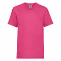 A plain bright pink T-shirt from Fruit of the Loom (Product Name: SS031) displayed against a white background.