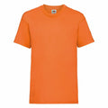 Fruit of the Loom's SS031 orange crew neck t-shirt displayed on a white background.