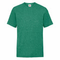 The SS031 by Fruit of the Loom is a plain green T-shirt showcased against a white background, featuring a crew neck and short sleeves.