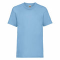 The Fruit of the Loom SS031 is showcased as a plain light blue short-sleeve T-shirt featuring a round neckline against a white background.