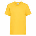 A plain, short-sleeve t-shirt from Fruit of the Loom in bright yellow, featuring a crew neckline, is displayed against a white background. The item is labeled as product SS031 and has no visible patterns or designs.