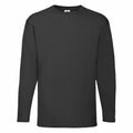 A plain, long-sleeve SS032 black t-shirt from Fruit of the Loom displayed against a white background.