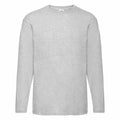 The SS032 by Fruit of the Loom is a plain, light gray long-sleeve T-shirt featuring a round neckline, shown against a white background.