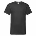 Fruit of the Loom's SS034, a short-sleeve crew neck T-shirt in black, displayed on a white background.