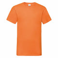 An SS034, short-sleeve, crew neck t-shirt in orange from Fruit of the Loom displayed against a white background.