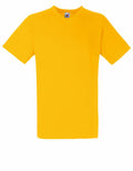 A bright yellow Fruit of the Loom short-sleeve T-shirt, product name SS034, is displayed against a white background. Featuring a classic crew neck and simple design, it offers a casual and versatile look.