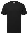 The T-Shirts product features a plain black short-sleeve crew neck design, displayed on a white background. It is simple, with no designs or logos, except for a small tag sewn at the inside back of the neck.