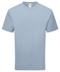 A plain, light blue T-shirt short-sleeve crew neck is shown on a white background, featuring a simple design with no graphics or patterns.