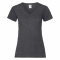 A Fruit of the Loom SS047 V-neck T-shirt in dark gray displayed on a white background.