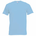 A plain light blue Fruit of the Loom T-shirt (SS048) is showcased against a white background, featuring short sleeves and a crew neckline.