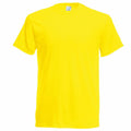 Product SS048 from Fruit of the Loom is displayed against a plain white background. The T-shirt features a vibrant yellow color, classic round neckline, and short sleeves.