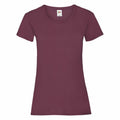 A Fruit of the Loom SS050 women's short-sleeve t-shirt in maroon on a white background.