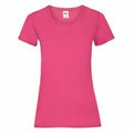 A plain pink, short-sleeved crewneck T-shirt from Fruit of the Loom, Product Name: SS050, displayed on a white background.