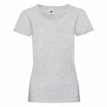 Fruit of the Loom SS050 gray crew-neck T-shirt with short sleeves, displayed against a plain white background. The shirt features a small tag at the neck, highlighting its simple, classic design.