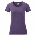 Fruit of the Loom product SS050, a crew neck purple short-sleeve T-shirt, showcased on a plain white background.