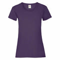 A plain, short-sleeved, dark purple women's t-shirt from Fruit of the Loom (Product Name: SS050) displayed on a white background.