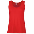 A plain red sleeveless tank top with a round neckline from Fruit of the Loom, model SS051, displayed against a white background.
