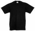 A Fruit of the Loom SS088 plain black T-shirt displayed on a white background.