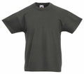 The product SS088 by Fruit of the Loom is a plain dark green short-sleeve t-shirt shown on a white background, featuring a round neckline with no visible designs or logos on the front.
