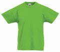The Fruit of the Loom SS088 is a short-sleeved, bright green t-shirt with a round neck, displayed against a white background.