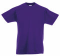 A Fruit of the Loom SS088, a plain, short-sleeved purple t-shirt displayed on a white background.