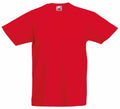 The SS088 from Fruit of the Loom is a plain red T-shirt displayed on a white background, featuring a simple crew neck design and short sleeves.