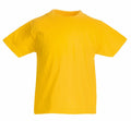 The Fruit of the Loom SS088 is a plain yellow T-shirt showcased against a white background, featuring short sleeves and a round neckline.