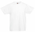The Fruit of the Loom SS088 is a plain white short-sleeve T-shirt displayed on a white background, highlighting its simple design and round neckline.