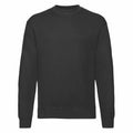The Fruit of the Loom SS200 is a black crewneck sweatshirt featured against a white background.
