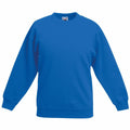 The Fruit of the Loom SS201 is a plain blue sweatshirt featuring long sleeves and a crew neckline, set against a white background. This sweatshirt offers a simple and casual style, ideal for everyday wear.