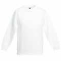 A Fruit of the Loom SS201 sweatshirt featuring a plain white crewneck design with long sleeves, displayed against a white background.