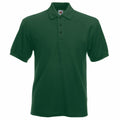 Fruit of the Loom's SS204 is a green polo shirt featuring short sleeves, a collar, and a three-button placket.