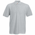 A plain light gray Fruit of the Loom polo shirt (SS204) with short sleeves and a button-up collar is set against a white background.