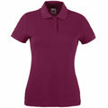 A Fruit of the Loom SS212 short-sleeve polo shirt in burgundy with a collar and three buttons, displayed on a plain white background.
